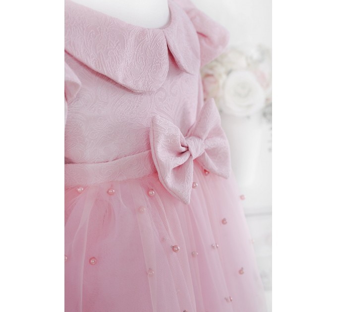 Pink Dress Party Girl - Flower Girl - Birthday - Magnificent  with Pearls - Tutu skirt