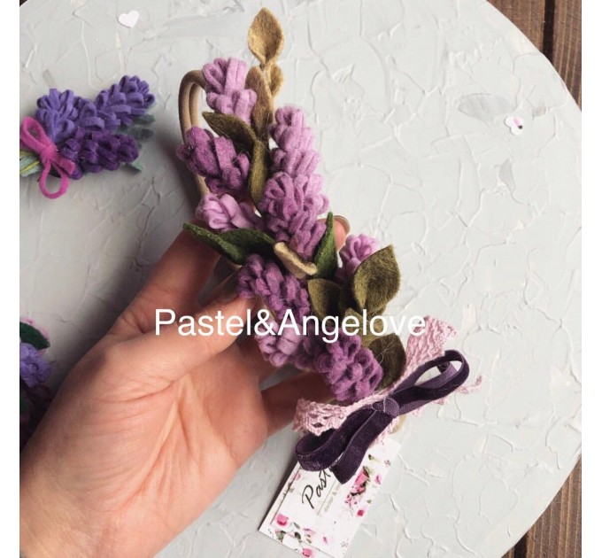 Wool Felt Lavender headband - Felt flower crown - Felt Headband, floral headband, baby headband