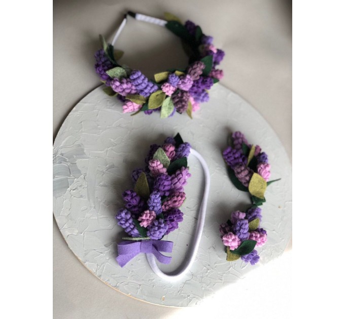 Wool Felt Lavender headband - Felt flower crown - Felt Headband, floral headband, baby headband