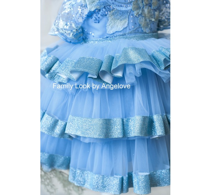 Blue Blush Mommy and Me Matching - Girls Dress Gliter - Mother Daughter Tutu Birthday