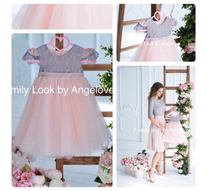 Baby Girls Dress Daughter Pink Lace Gray Todller Guipure Wedding Birthday Party