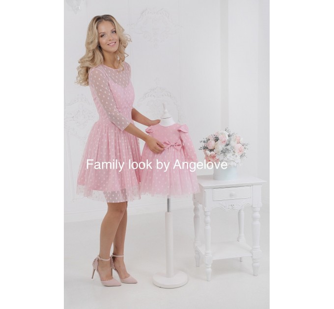Birthday Dress for Babies Polka Dot Pink Mother and Daughter Fancy Tutu