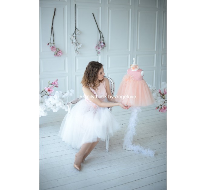 Princess Feathers Dress - Baby Girl 1st Birthday -  Fluffy Skirt- Tule Tutu - Babygirl-Cake Smash Outfit