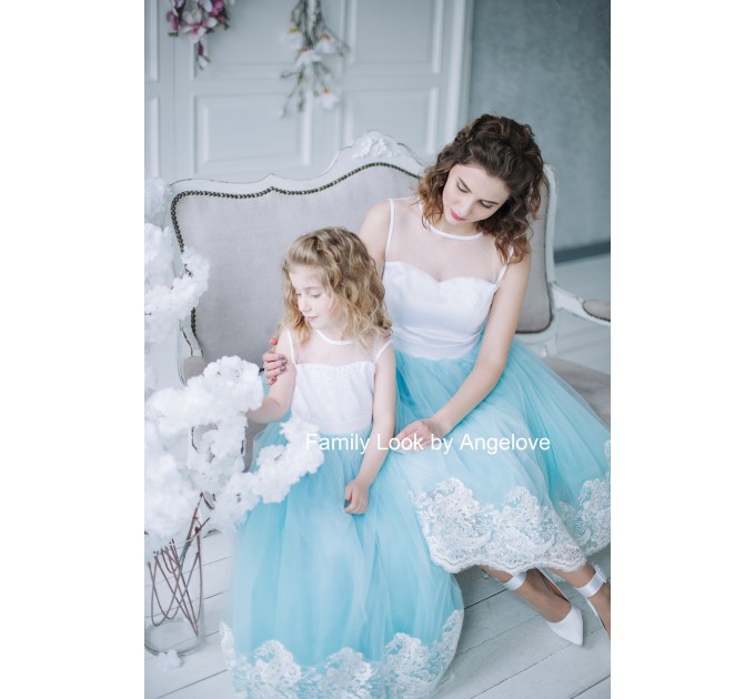 Mommy and Me Dress -Blue Lace - Mother and Daughter - Party Birthday - Wedding Guest Dress