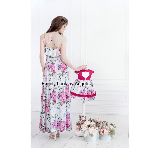 Mother Daughter Floral Maxi Dress -  Matching Mommy and Me Outfits - Babygirl First Birthday Tutu Toddler Sundress