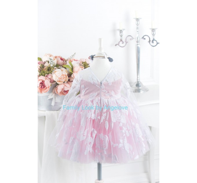 Mommy and Me Matching Outfit - White Flowers Pink Tulle - Wedding guest dress-  Magnificent Birthday Party