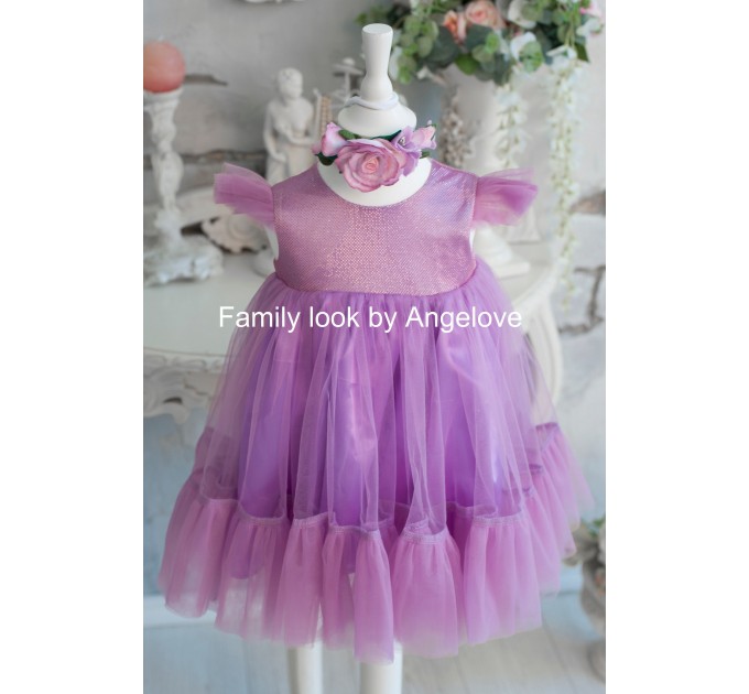 Toddlerdress, Outfit Daughter, Violet Lurex Dress, Babygirl Infant, Tutu, Birthday Shirt