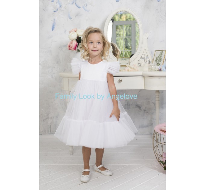 Flower Girl Dress White Girl - Communion Baptists -  Girl Tulle Ball Gown