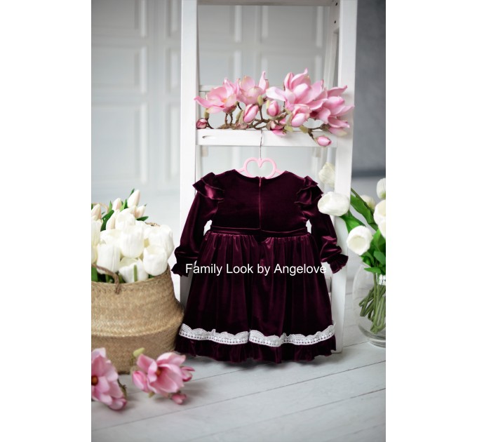 Mommy and Me Matching Girls Maroon Dresses- Evening  Mother Daughter Outfits Velvet  Burgundy