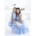 Mommy and Me Outfits Matching Dress Backless Blue Tulle Lece Mother and Daughter