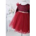 Dress Toddler Babygirl - Princess Birthday - Maroon Dresses - with a bow - Tulle Puffy Skirt Tutu