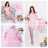 Mommy and Me Dress Outfit Matching Pink Lace  Babygirl Mother and Daughter Todler Infant Tutu Long Sleeve