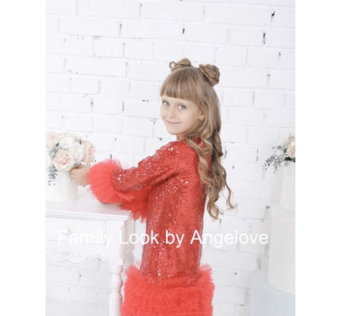 Birthday Dress Girl Princess - Glitter Sequin -  Red Blue Black Party Fairy Gift