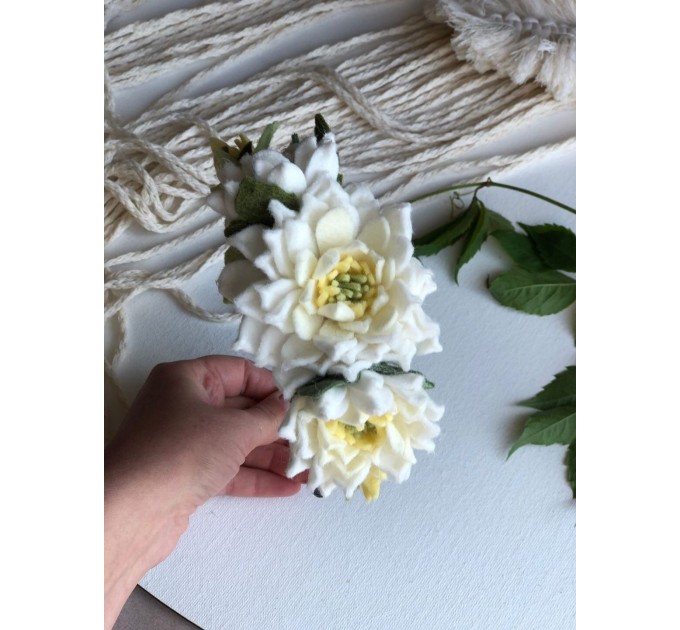 White Crown Flowers Girl - Headband for Babygirl Wedding  -  Wool Felt Hair Accessories - Сhildren's photo props