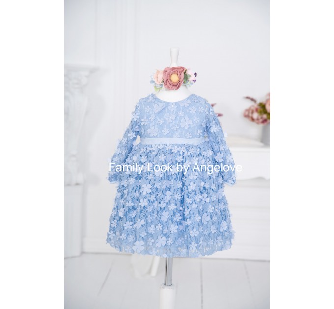 Blue 1st Birthday Girl Mother and Daughter Matching  Lace Dresses Outfits - Tutu - Wedding Guest Dress