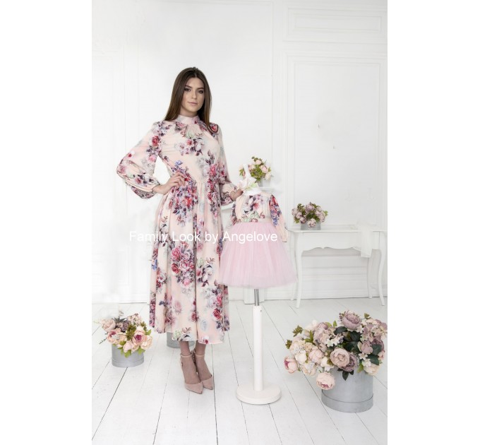Mommy and Me Outfits Silk Maxi Dress  - Long Sleeve - Birthday dress - Mother and Daughter